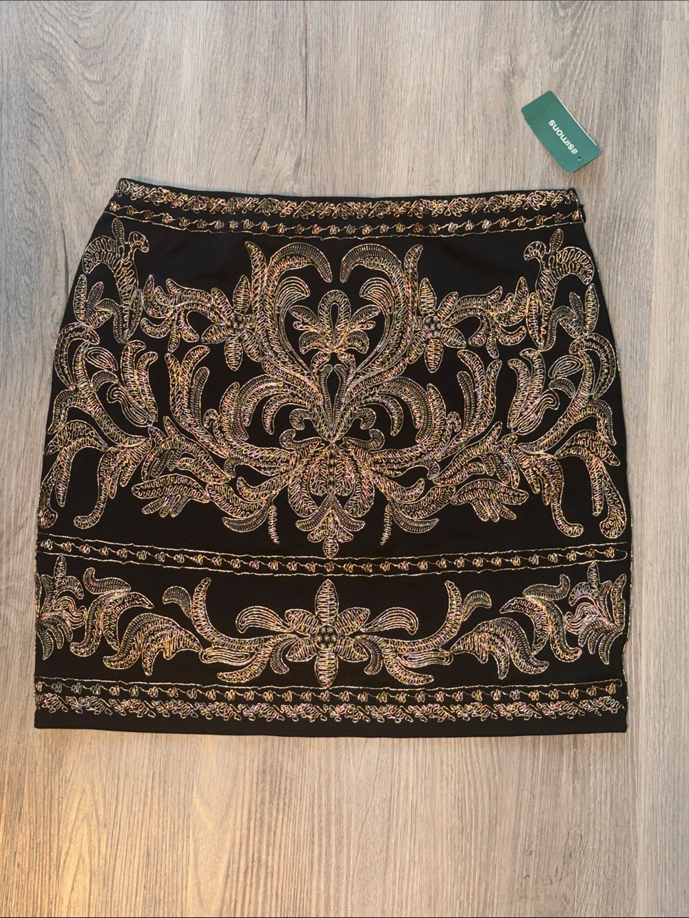 Simons Black/Gold Embroidery Skirt
